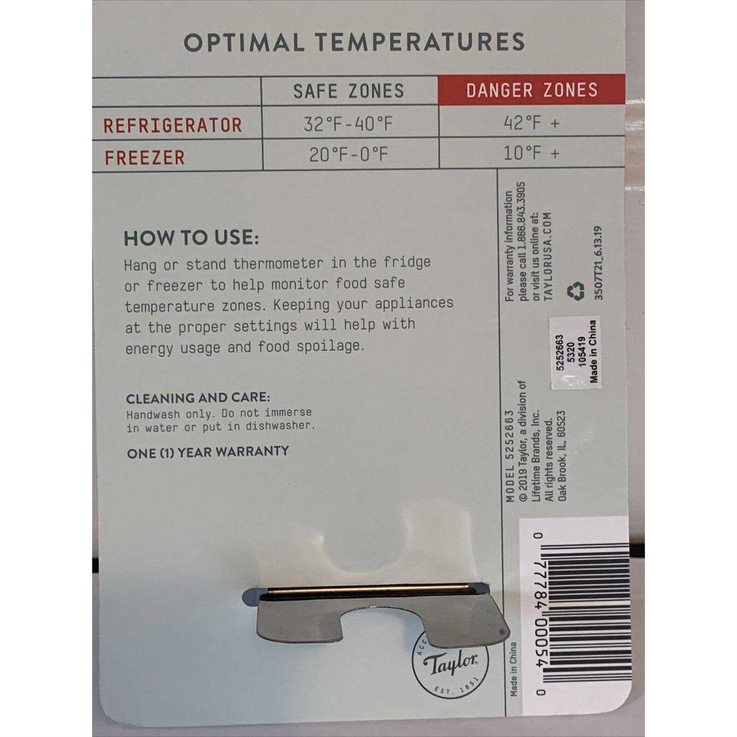 Taylor Freezer-Refrigerator Thermometer 3507 - Image 2