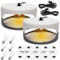 SENITEK EARPADS Flea Trap,2 Pack Flea Traps for Inside Your Home,Indoor Flea Light,Bed Bug Killer with Sticky Pads & Light Bulb Replacement,Odorless Natural Flea