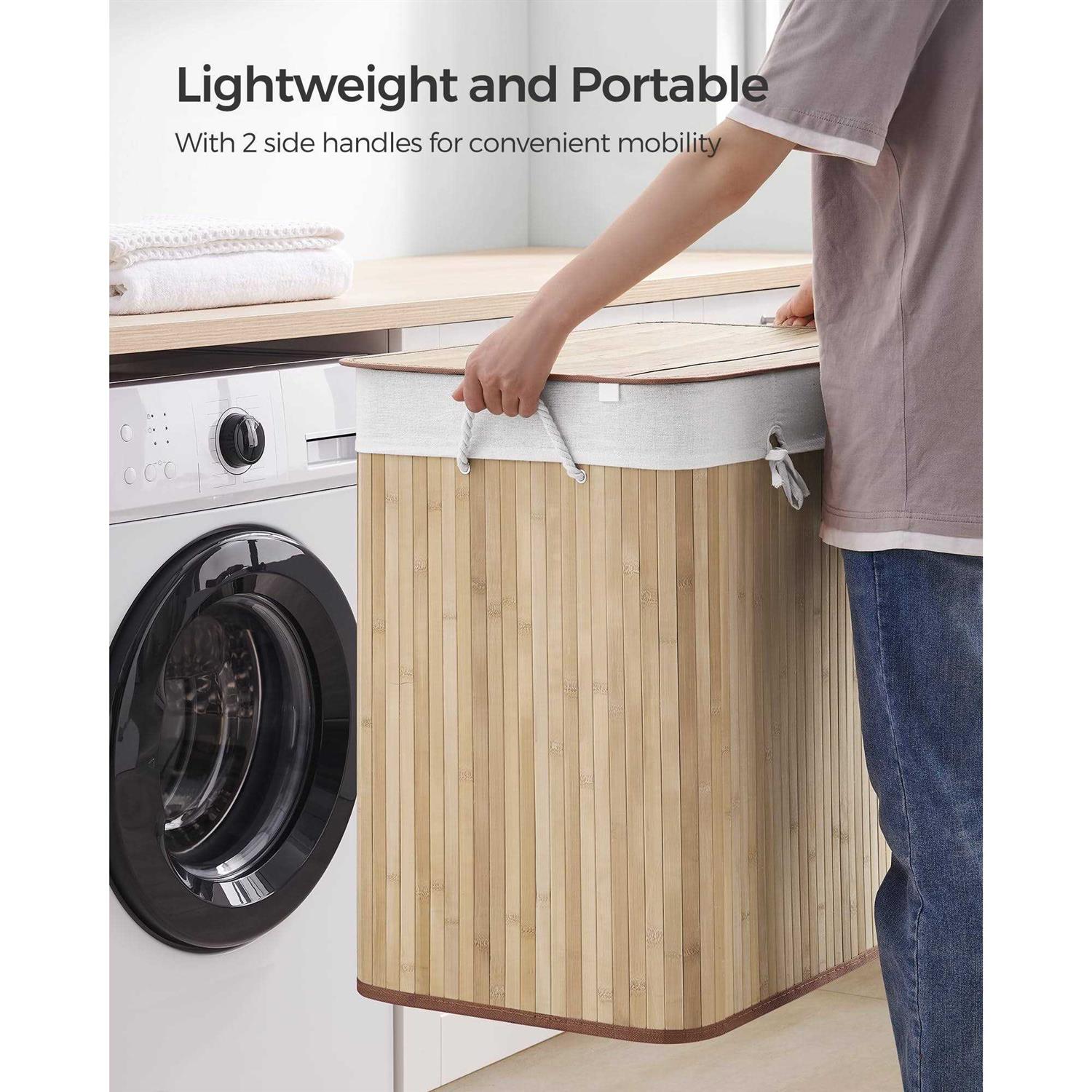 SONGMICS 3-Section Laundry Hamper with Lid - Image 4