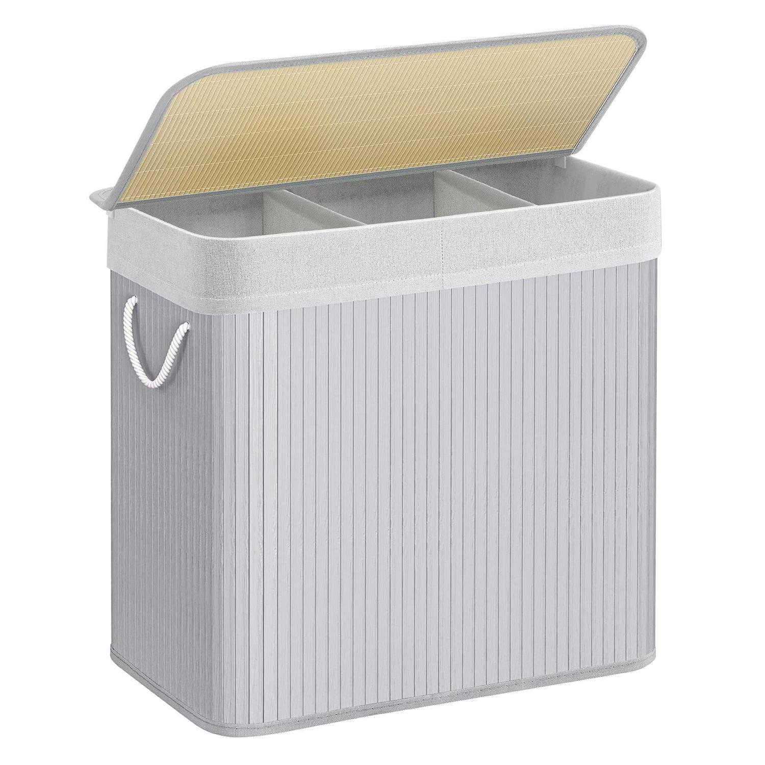 SONGMICS 3-Section Laundry Hamper with Lid