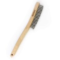 Wire Brush,Stainless Steel Wire Scratch Brush for Cleaning Rust with 14 Long Curved Beechwood Handle