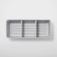 Room Essentials Small Rectangle 3 Compartment Woven Bin Gray
