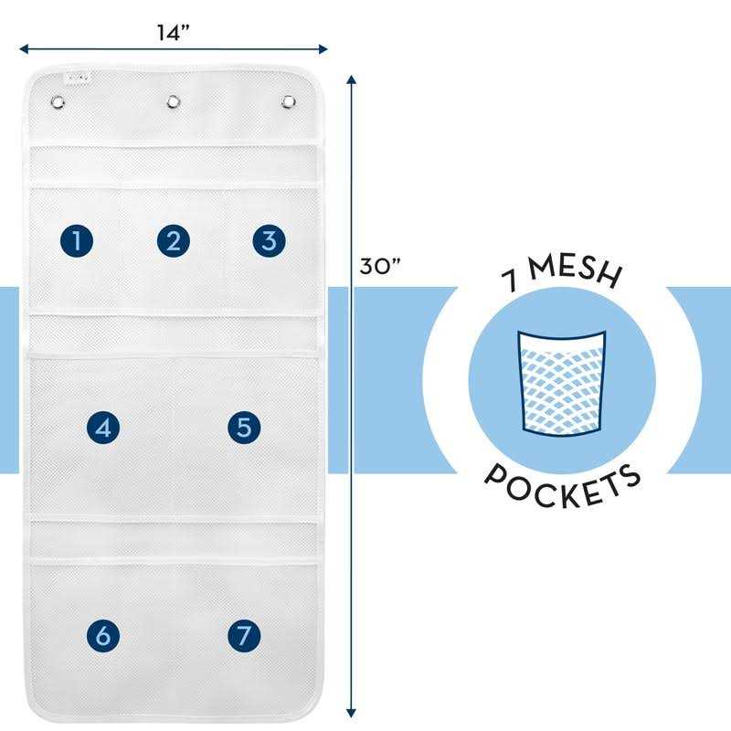 S&t Inc. Shower Organizer, Shower Caddy or Bathroom Organizer With Quick Drying Mesh, 7 Pockets to Hold Shampoo, Soap, Loofah, and Cruise Ship - Image 2