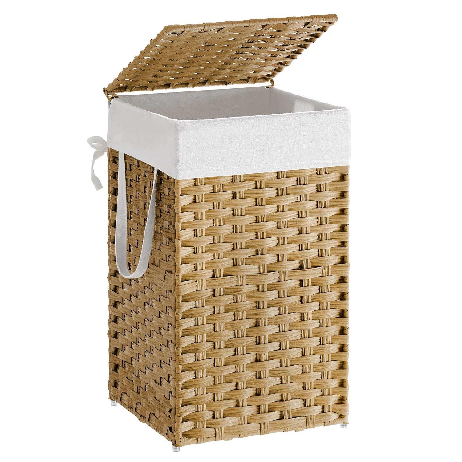 Songmics Laundry Hamper with Lid, 17.2 Gallon Synthetic Rattan Clothes Laundry Basket with Lid and Handles