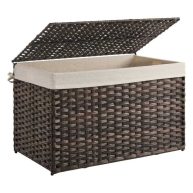 SONGMICS Rattan-Style Storage Basket with Lid and Handles