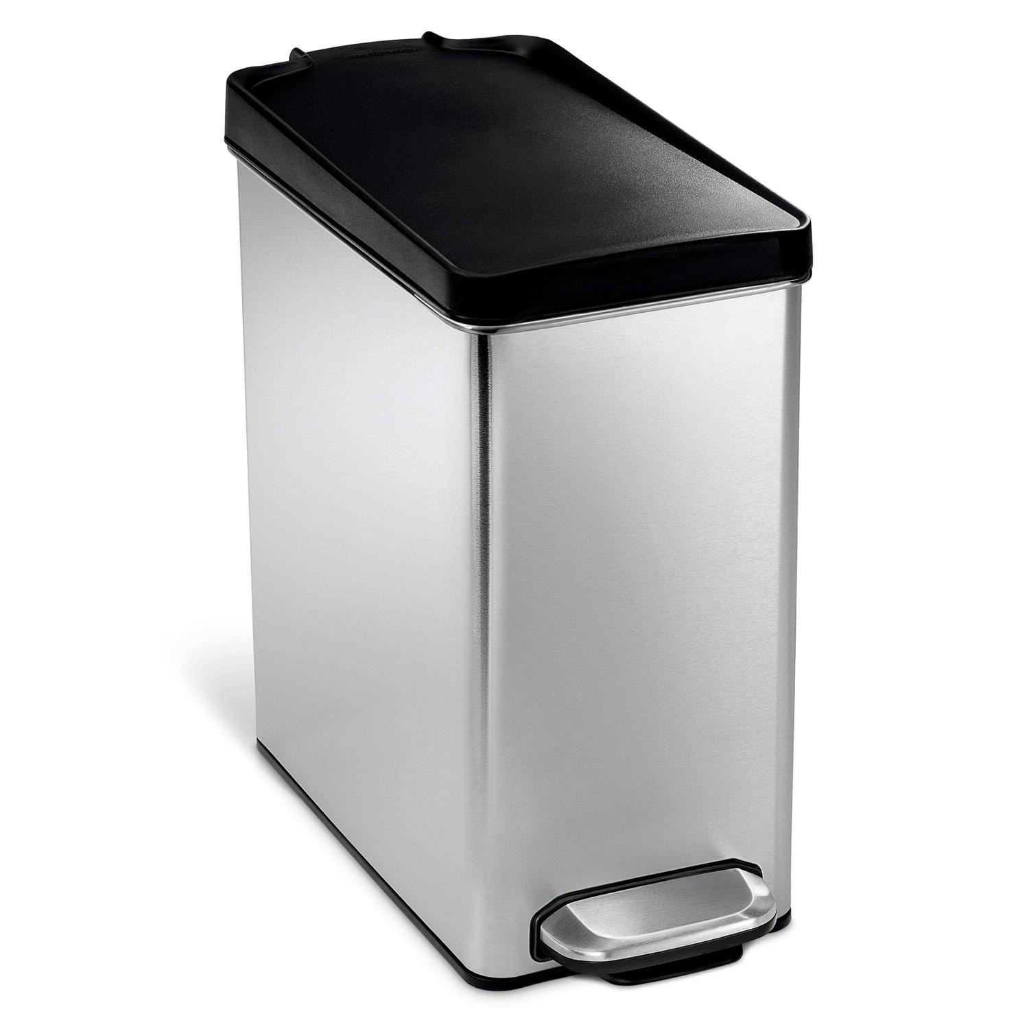 simplehuman Brushed Stainless Steel 10-Liter Profile Step Trash Can
