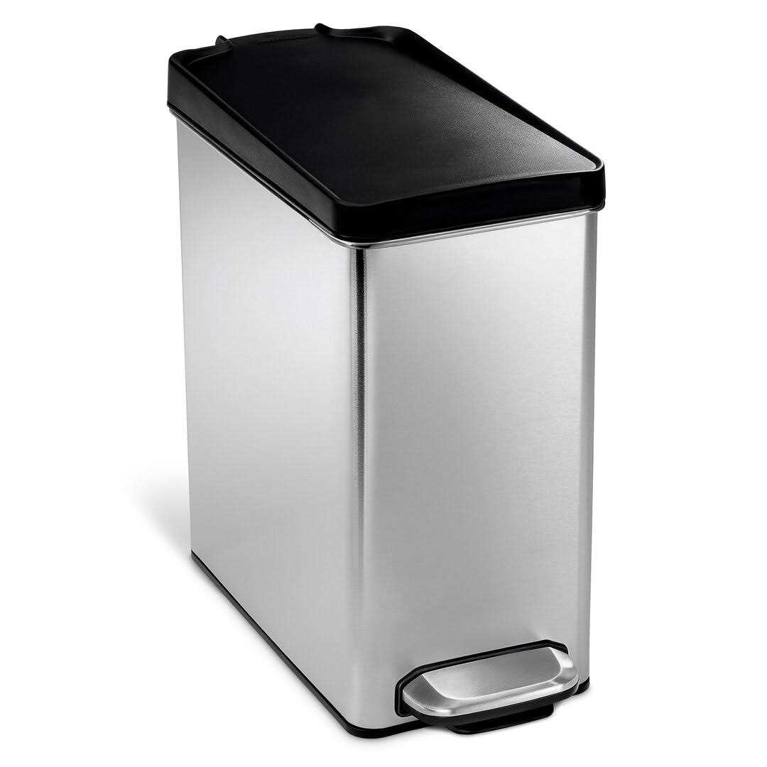 simplehuman Brushed Stainless Steel 10-Liter Profile Step Trash Can