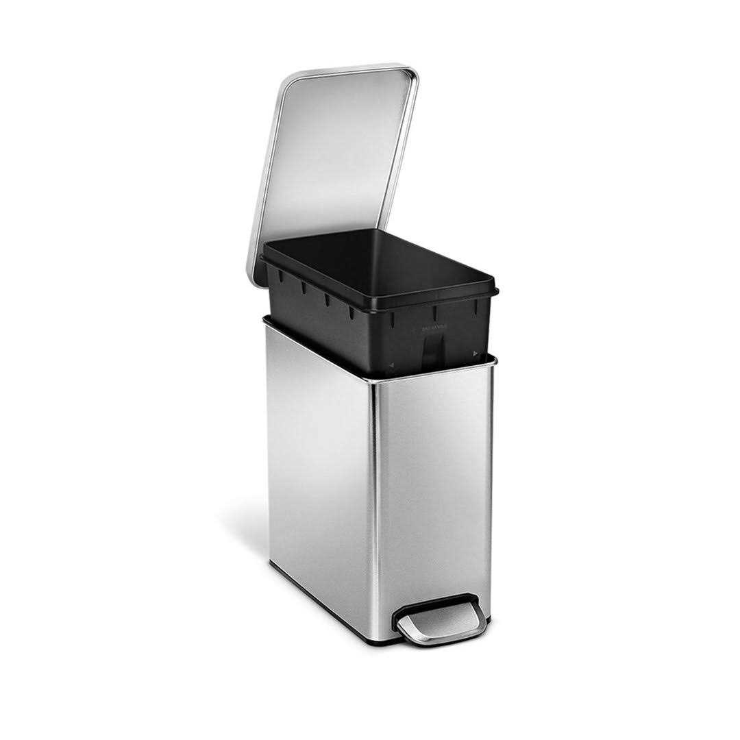 simplehuman Brushed Stainless Steel 10-Liter Profile Step Trash Can - Image 2