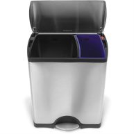 simplehuman Rectangular Dual-Compartment Step Recycler Trash Can