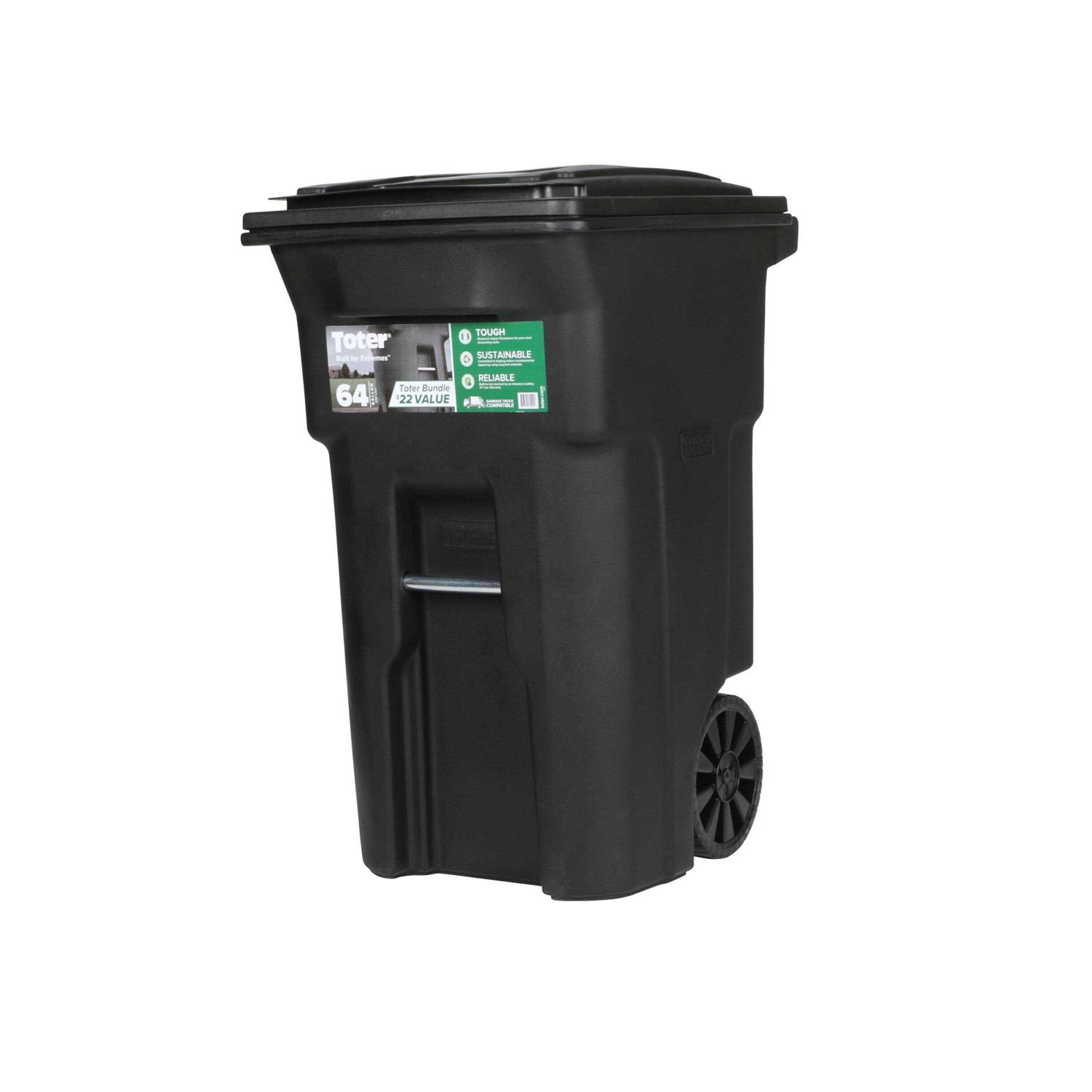 Toter 64-Gallons Plastic Wheeled Trash Can with Lid Outdoor 79264-B0200