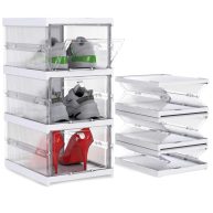 Utopia Home Solid Plastic Not Flimsy Layers Foldable Shoe Storage Boxes
