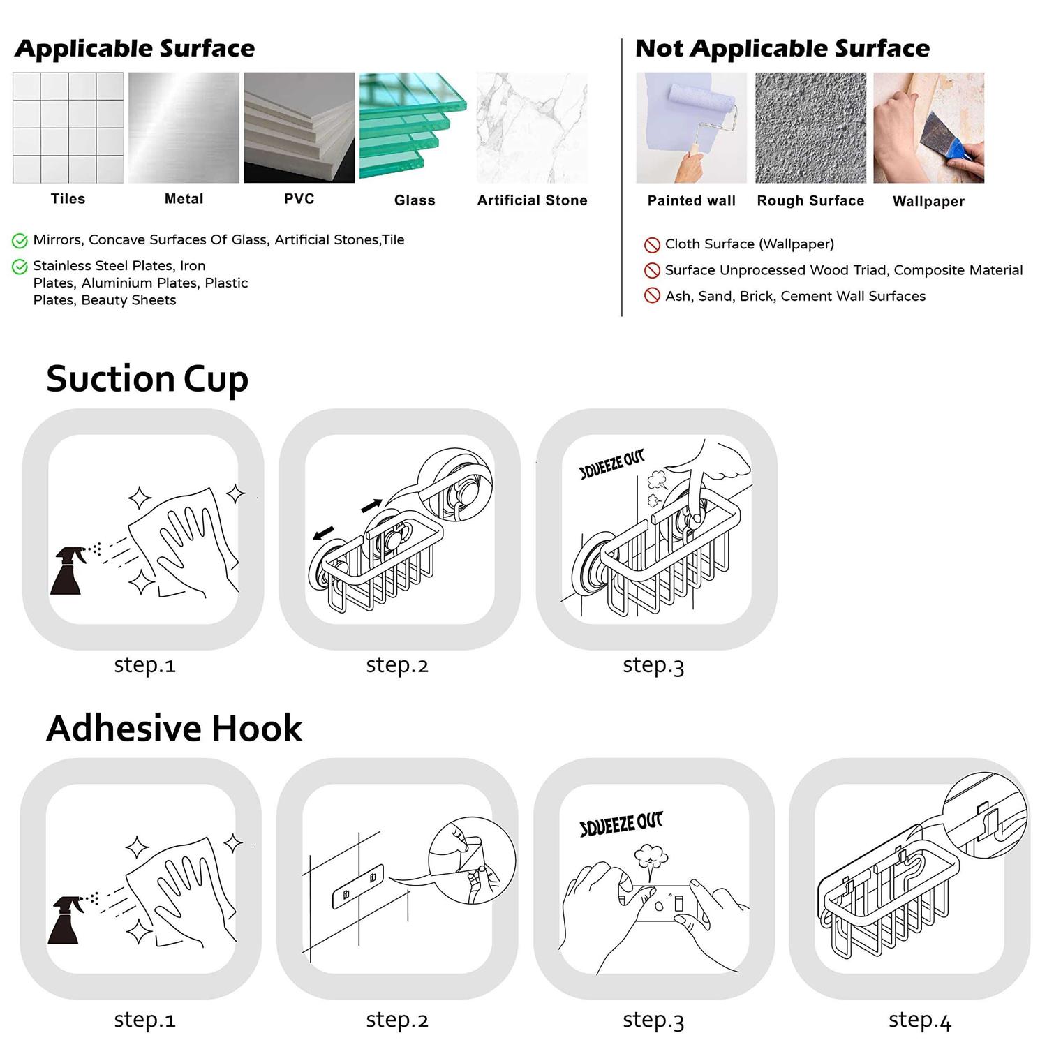 Sunnypoint NeverRust Kitchen Sink Suction Holder for Sponges Scrubbers Soap - Image 4