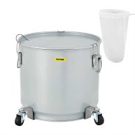VEVOR Fryer Grease Bucket Coated Carbon Steel Oil Filter Pot Capacity Oil Disposal Caddy with Caster Base