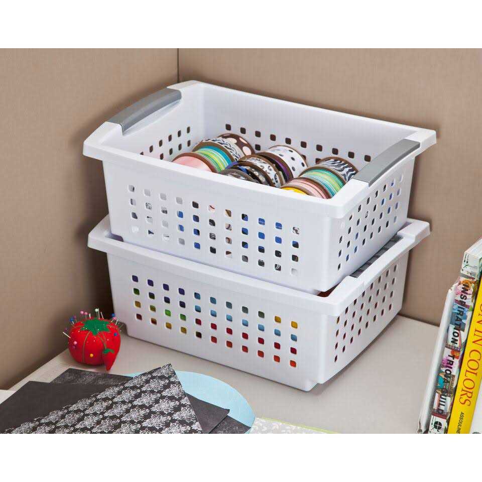 Sterilite Medium Stacking Basket White - Image 3