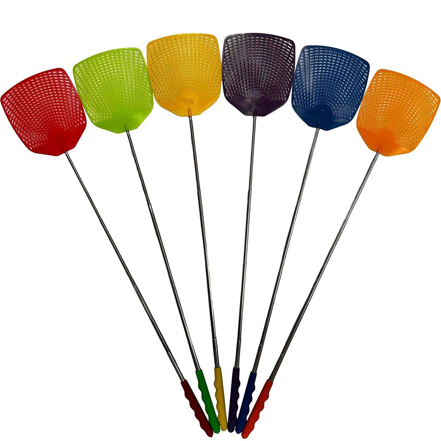 W4W Bug & Fly Swatter Handle 6 Pack Fly Swatters Indoor/Outdoor Pest Control flyswatter