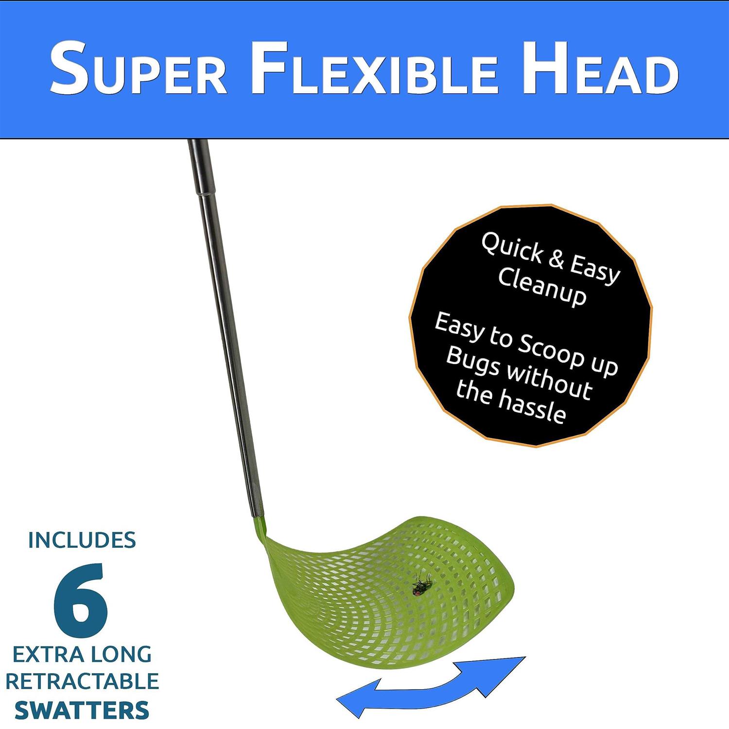 W4W Bug & Fly Swatter Handle 6 Pack Fly Swatters Indoor/Outdoor Pest Control flyswatter - Image 4
