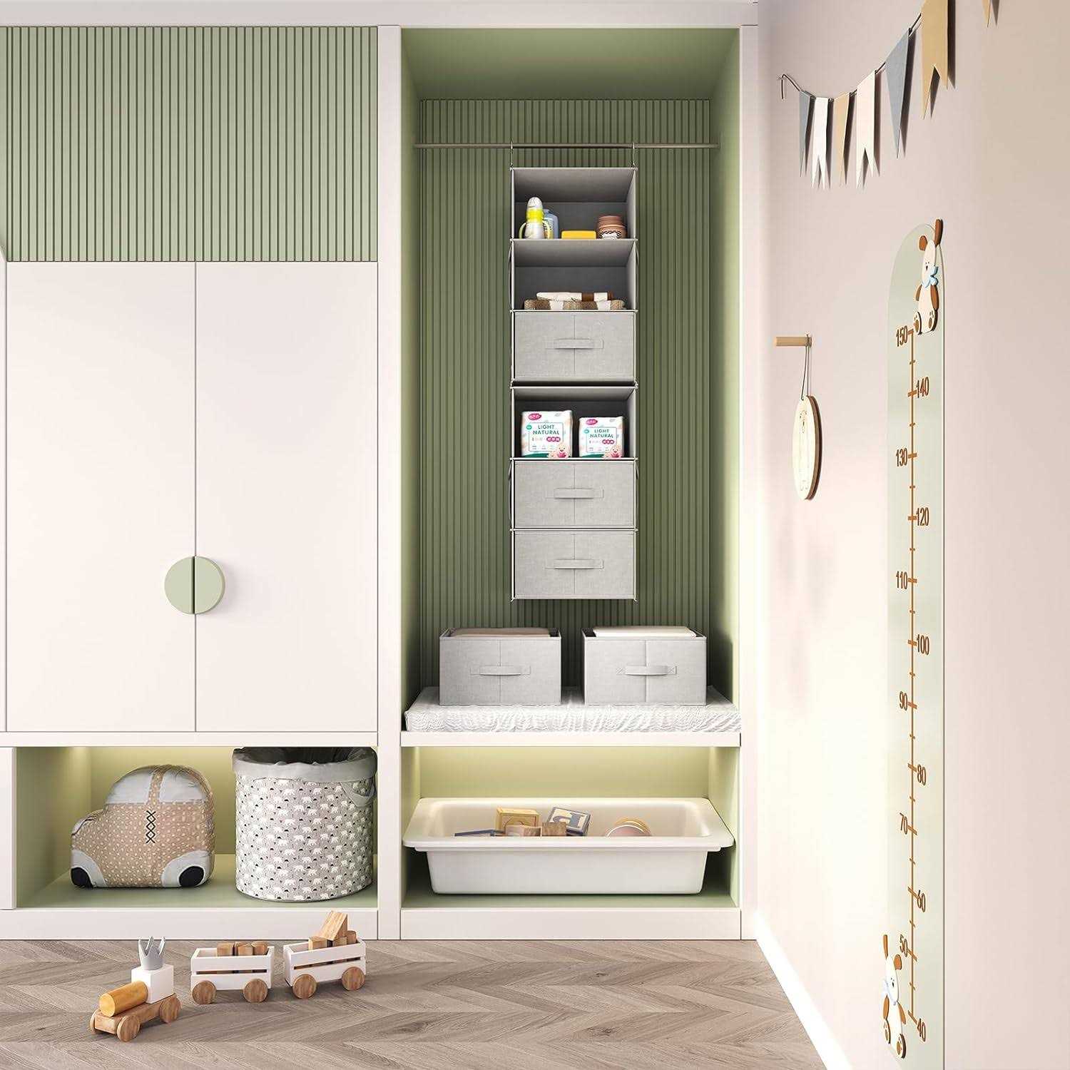 Vailando 6-Shelf Hanging Closet Organizer 2 Separable 3-Shelf Hanging Shelves with 3 Drawers for Wardrobe - Image 2