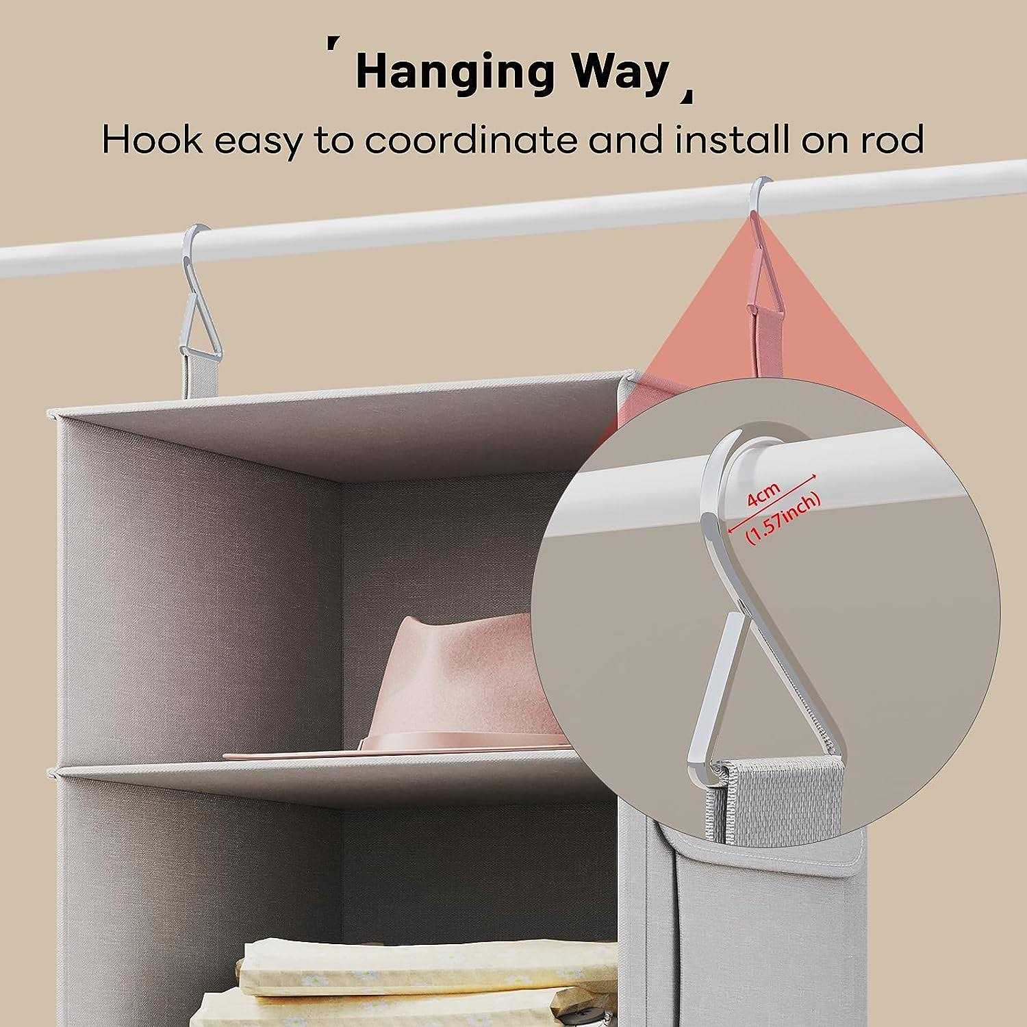 Vailando 6-Shelf Hanging Closet Organizer 2 Separable 3-Shelf Hanging Shelves with 3 Drawers for Wardrobe - Image 4
