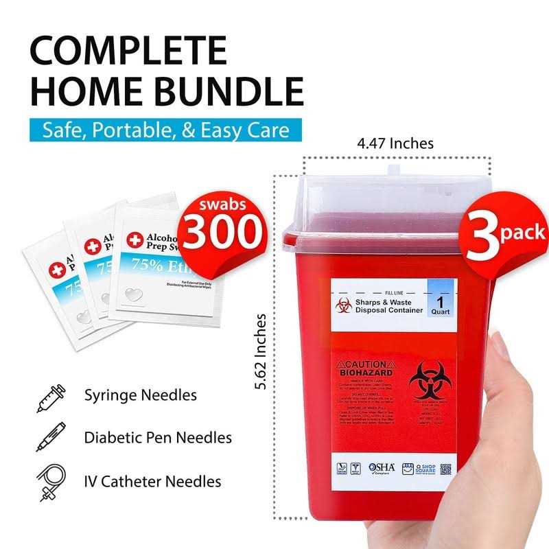 Shop Square Sharps Container Sharps Containers for Home Use Needle Disposal Containers - Image 2