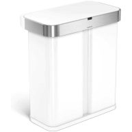 simplehuman 58-Liter Dual Compartment Voice Motion Sensor Trash Can/WHITE