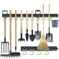 SWANLAKE Plastic 64 Inch Adjustable Storage System Wall Mounted Hooks Tool Organizer,Garden Tool Hangers
