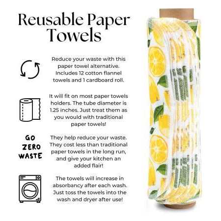 The Useless Brand Reusable Paper Towels Roll Washable Cotton Flannel Towels w/Cardboard Roll - Image 2
