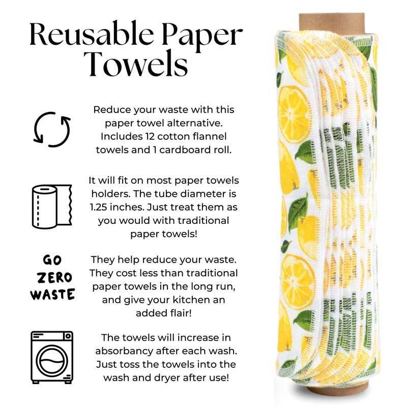 The Useless Brand Reusable Paper Towels Roll Washable Cotton Flannel Towels w/Cardboard Roll - Image 3