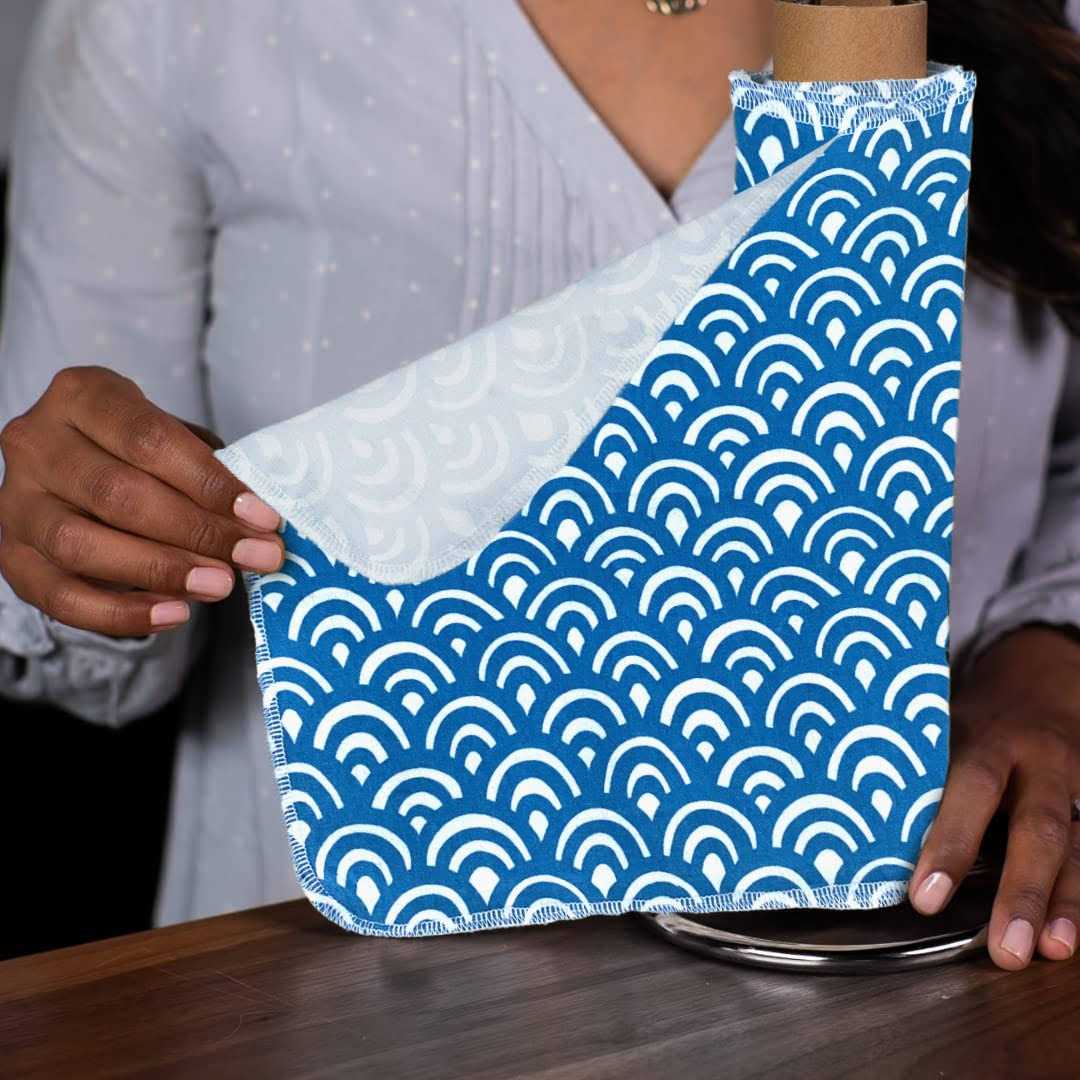 The Useless Brand Reusable Paper Towels Roll Washable Cotton Flannel Towels w/Cardboard Roll - Image 2