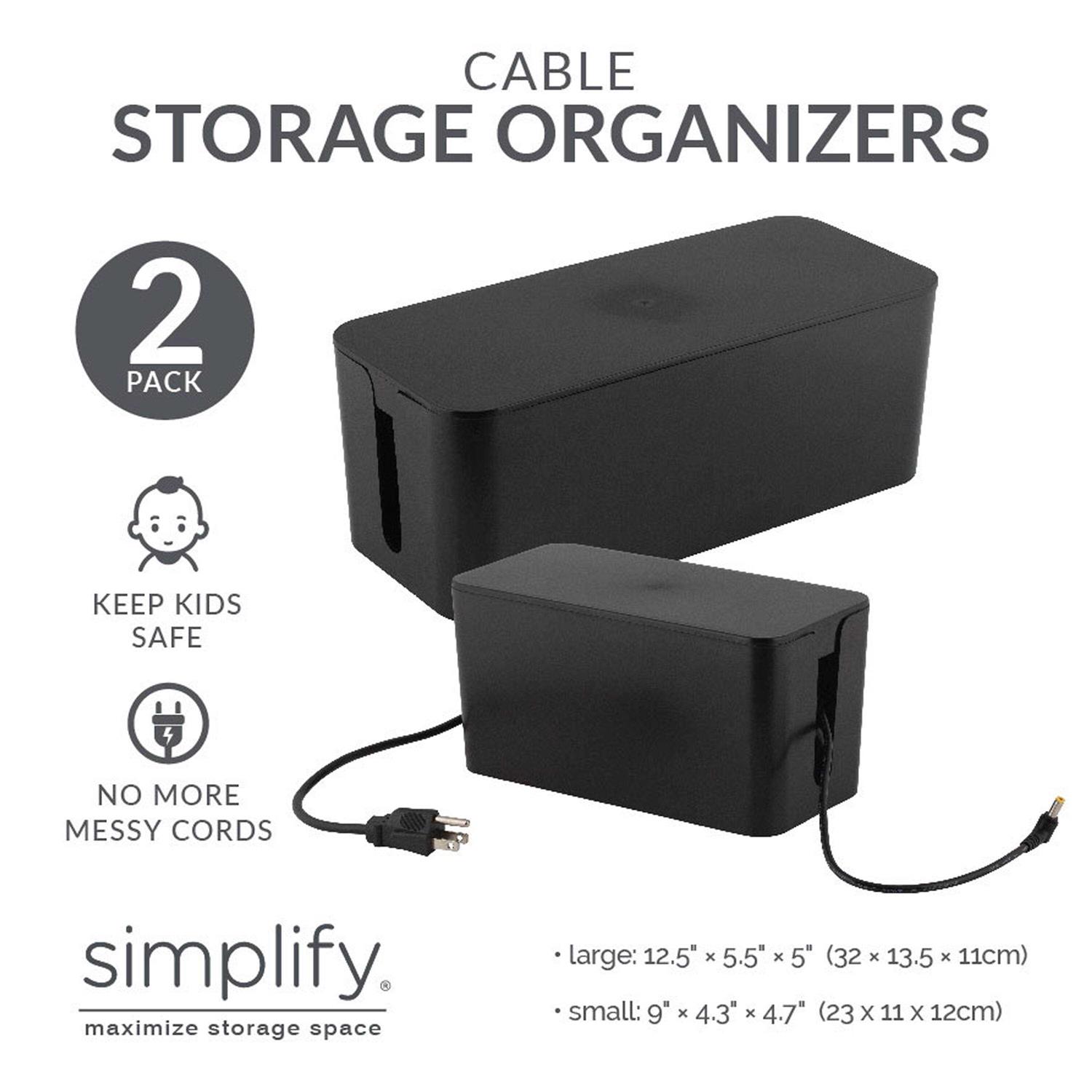 Simplify 2 Pack Cable Organizer Boxes in Black - Image 2