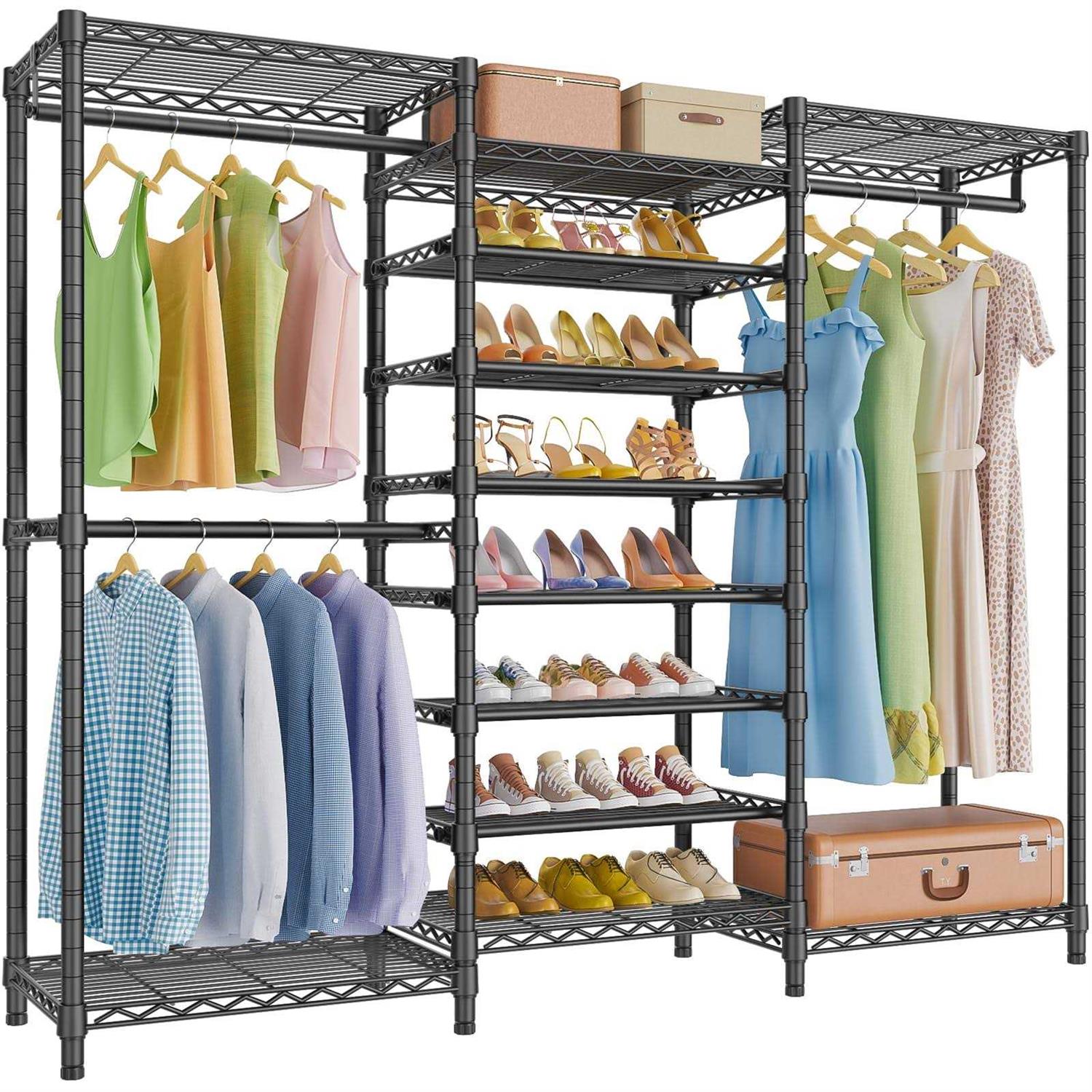 VIPEK S3 Free Standing Clothes Rack Heavy Duty Garment Rack 6-Tier Shoe Rack Closet Storage Organizer Large Wardrobe