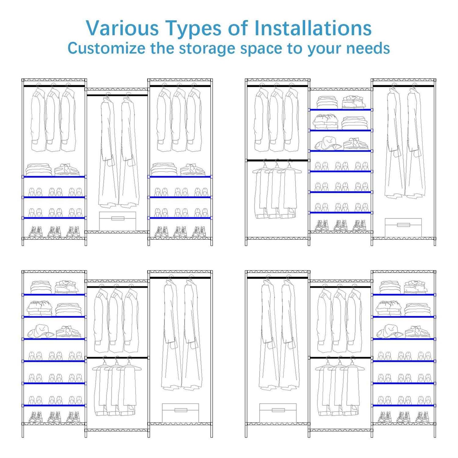 VIPEK S3 Free Standing Clothes Rack Heavy Duty Garment Rack 6-Tier Shoe Rack Closet Storage Organizer Large Wardrobe - Image 4