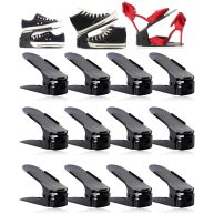 RISETEX 12 Pack Shoe Slots Organizer Adjustable Double Layer Shoe Stack Sandals Rack