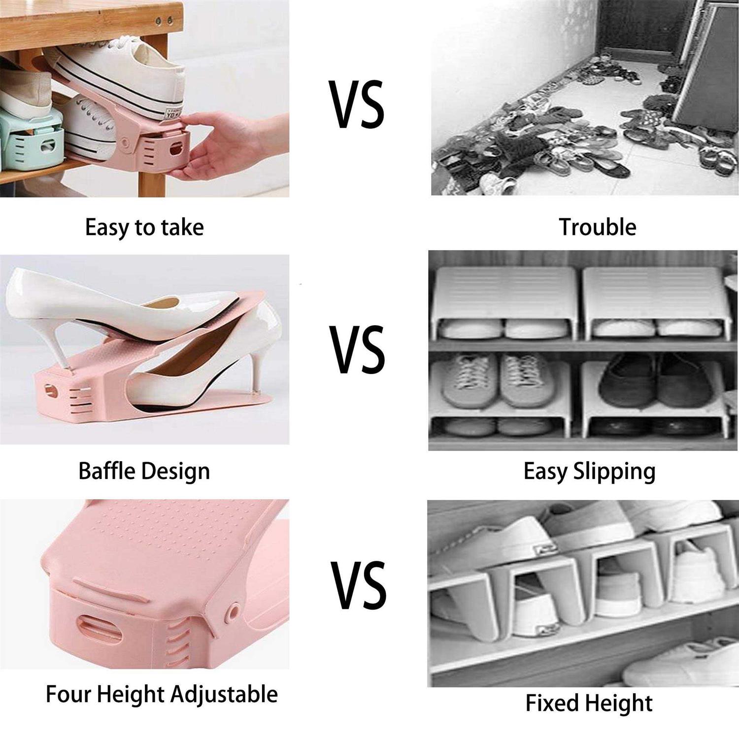 RISETEX 12 Pack Shoe Slots Organizer Adjustable Double Layer Shoe Stack Sandals Rack - Image 5