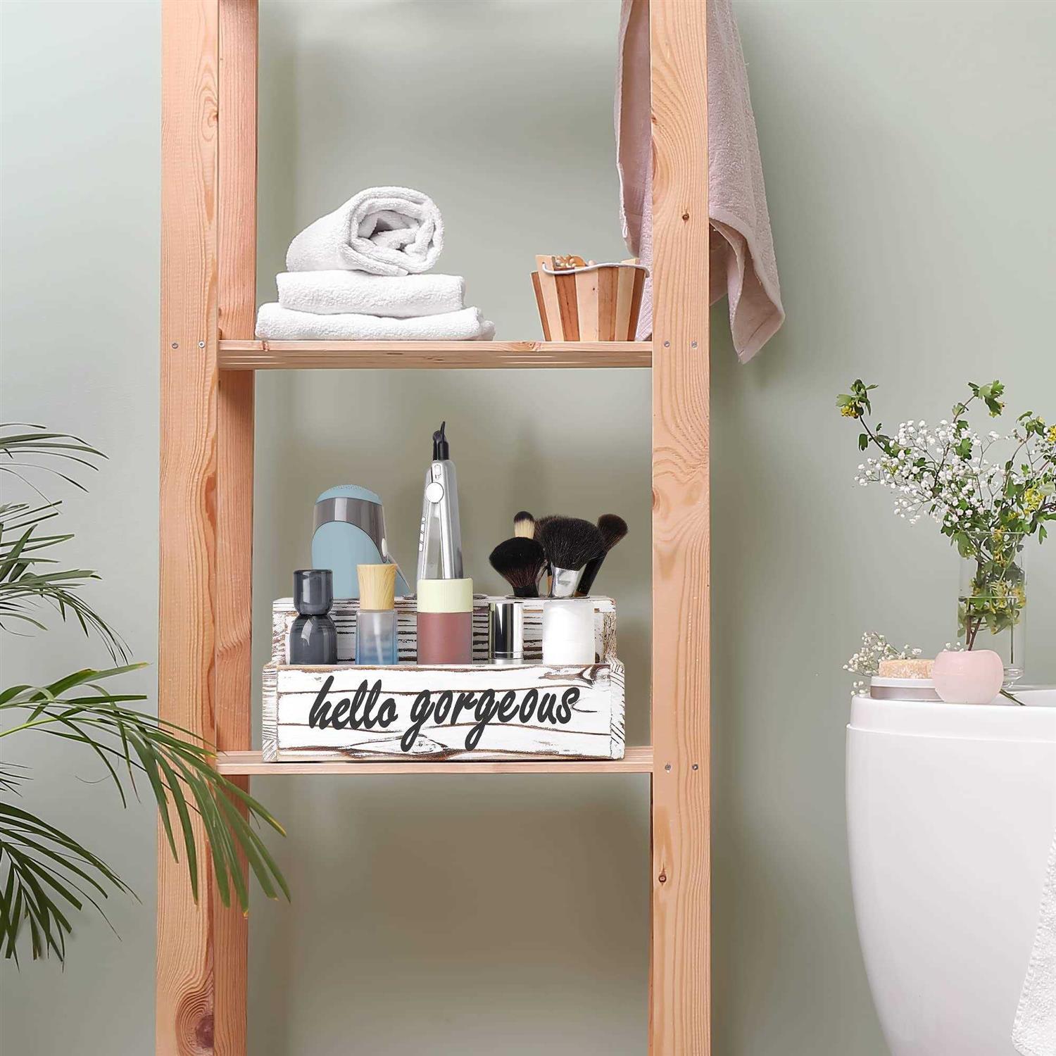 Rustic White Hair Dryer Holder Countertop Hair Accessories Organizer Hair Tool Organizer Storage Flat Iron Curling Holder - Image 5