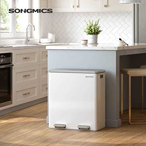 SONGMICS Dual Step Trash Can 2 x 30L Recycle Bin - Image 2