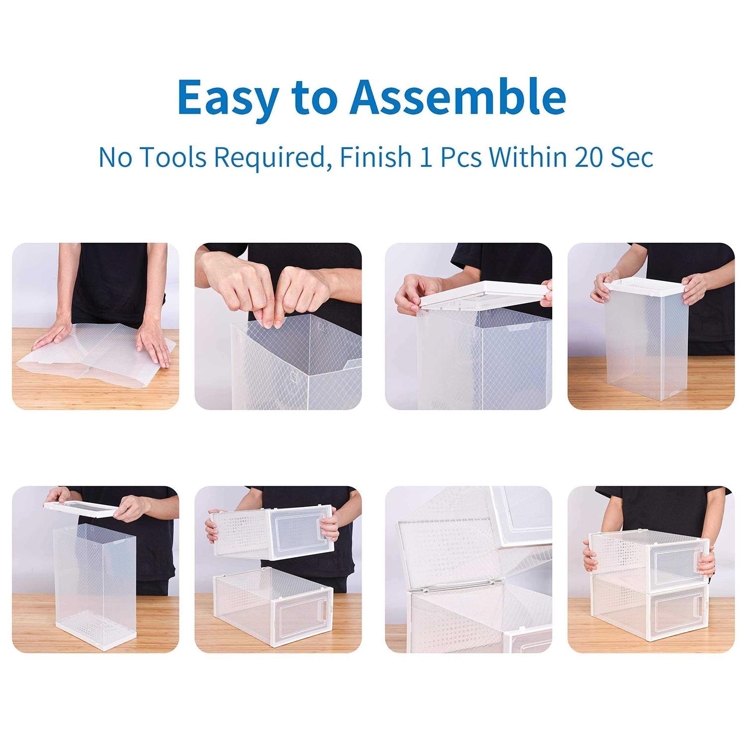 Seseno. 12 Pack Shoe Storage Boxes Clear Plastic Stackable Shoe Organizer Bins - Image 2