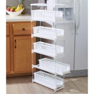Slim Kitchen Storage with Five Slide-Out Drawers for Pantries