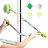 Sudatek Window Cleaning Tool U Shaped Window Cleaner For External Window Washer with Telescopic Pole, Angle Adjustable Sponge Head and Squeegees