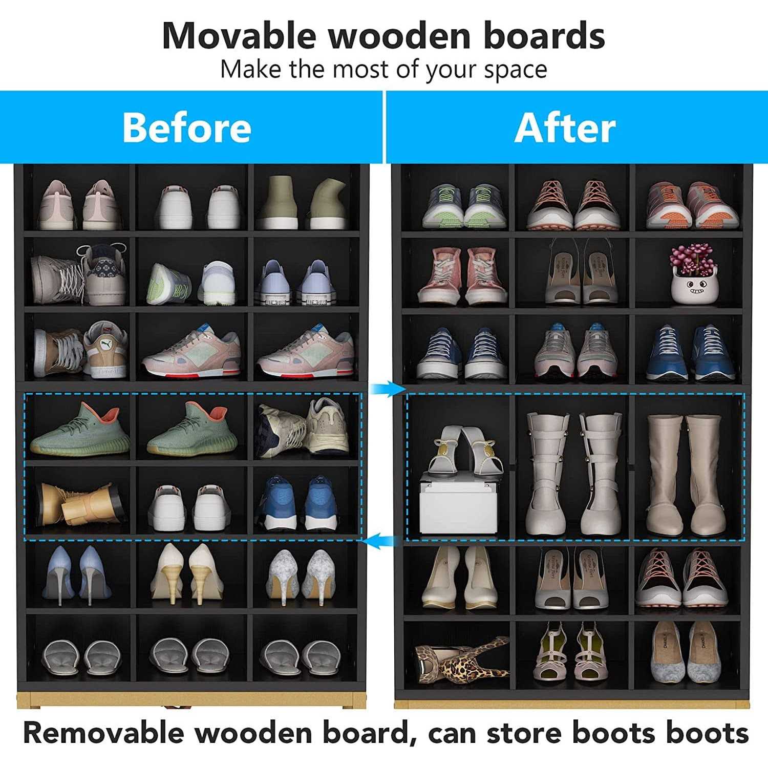 Tribesigns Shoe Storage Cabinet Freestanding Shoe Storage Organizer with 24 Cubbies - Image 3