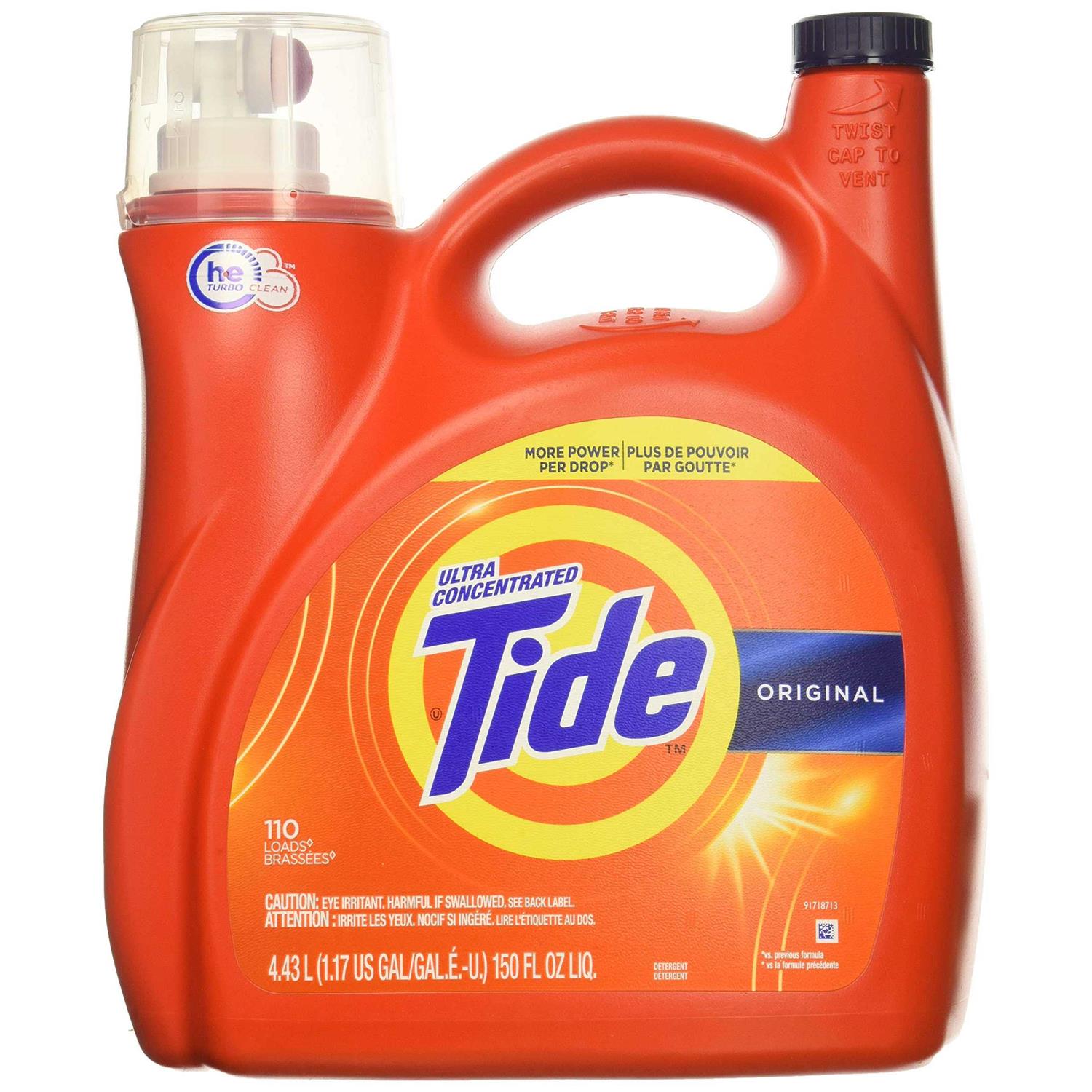 Tide 037000777335 Original High Efficiency Laundry Detergent 150 Oz/4.43 L Value Size-110 Loads