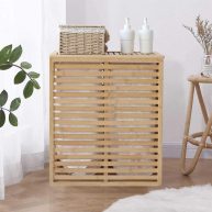 Veikous Bamboo Hamper Laundry Basket with Lid and Removable Liner Bag