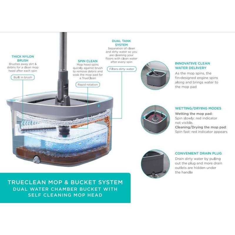True & Tidy, True Clean Spin Mop and Bucket System - Image 2