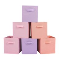 Stero Fabric Storage Bins 6 Pack Fun Colored Durable Storage Cubes with Handles