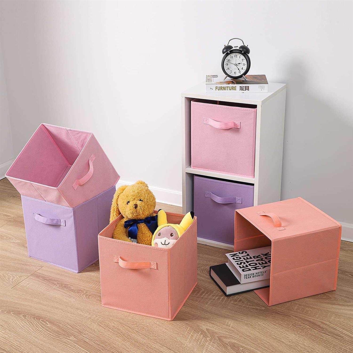 Stero Fabric Storage Bins 6 Pack Fun Colored Durable Storage Cubes with Handles - Image 2
