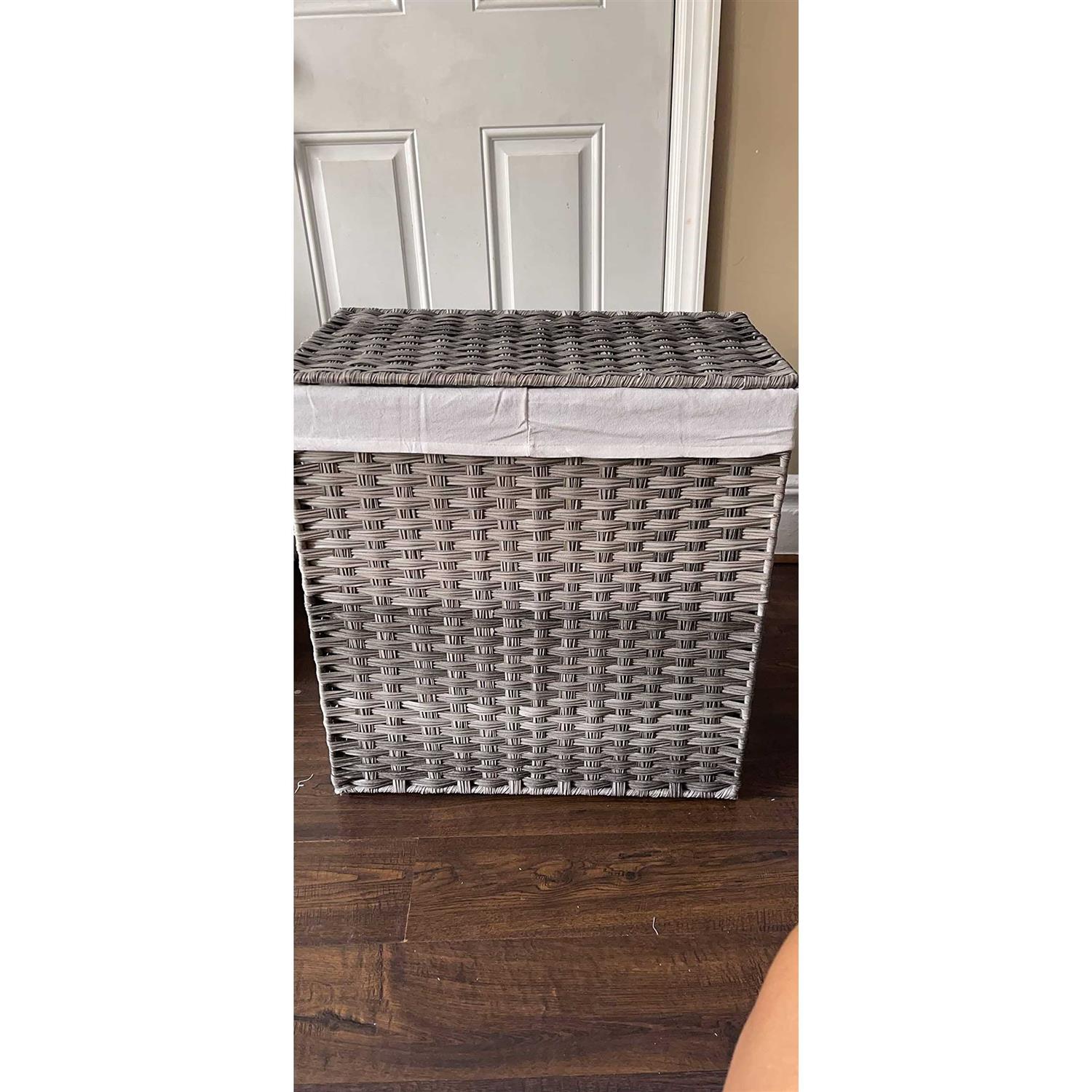 SONGMICS Handwoven Divided Laundry Basket with Removable Liner Bag - Image 3