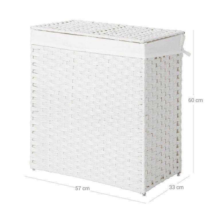 SONGMICS Handwoven Divided Laundry Basket with Removable Liner Bag - Image 4