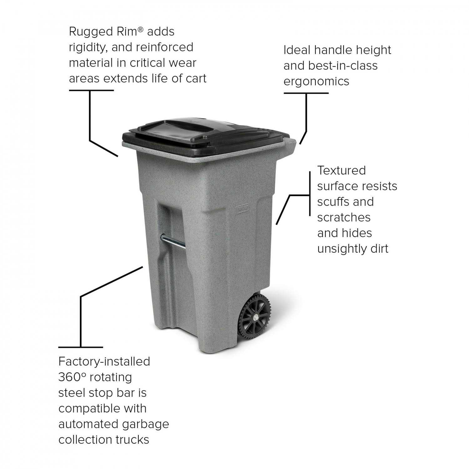Toter 32 gal. Trash can black with wheels and lid - Image 3