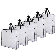 VENO 4 Pack Over-sized Clear Organizer Storage Bag W/Strong Handles and Zippers for College