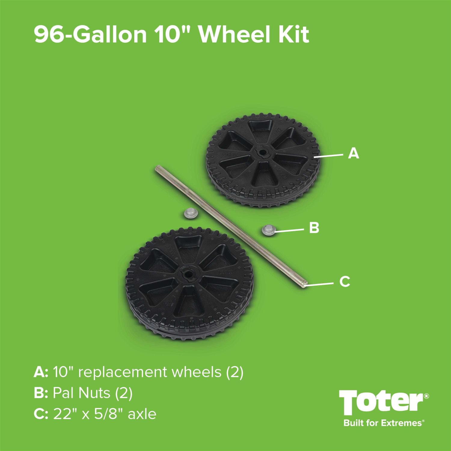 Toter Replacement Wheel Kit Two Wheel Trash Can - Image 2