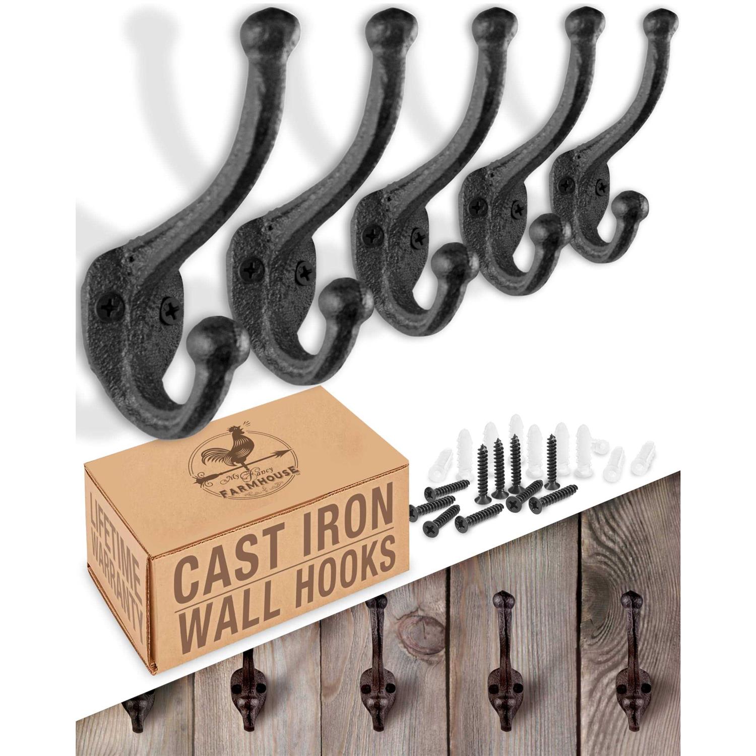 Rustic Cast Iron Coat Hooks Wall Mounted Farmhouse Decorative Wall Hooks